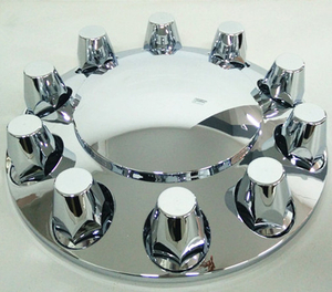 Chrome front axle wheel cover with 33mm removable nut covers